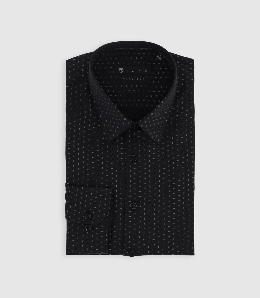 IZAC - Chemise à imprimé micro motifs noir et gris PAOLINO