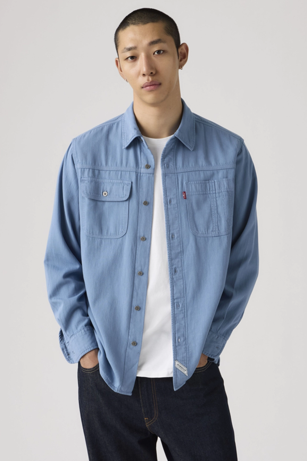 Levi's Chemise Auburn Worker - Homme - Gris / Harp Silver Birch Garment Dye - 2XL