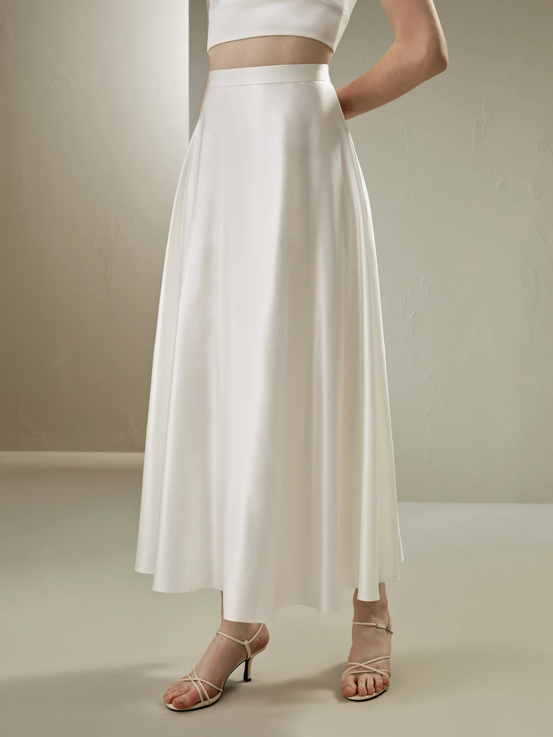 LILYSILK Jupe Longue En Soie Blanc Poches Cachées Dans Les Coutures Latérales Charmeuse De Soie Convient À Toutes Les Saisons 36