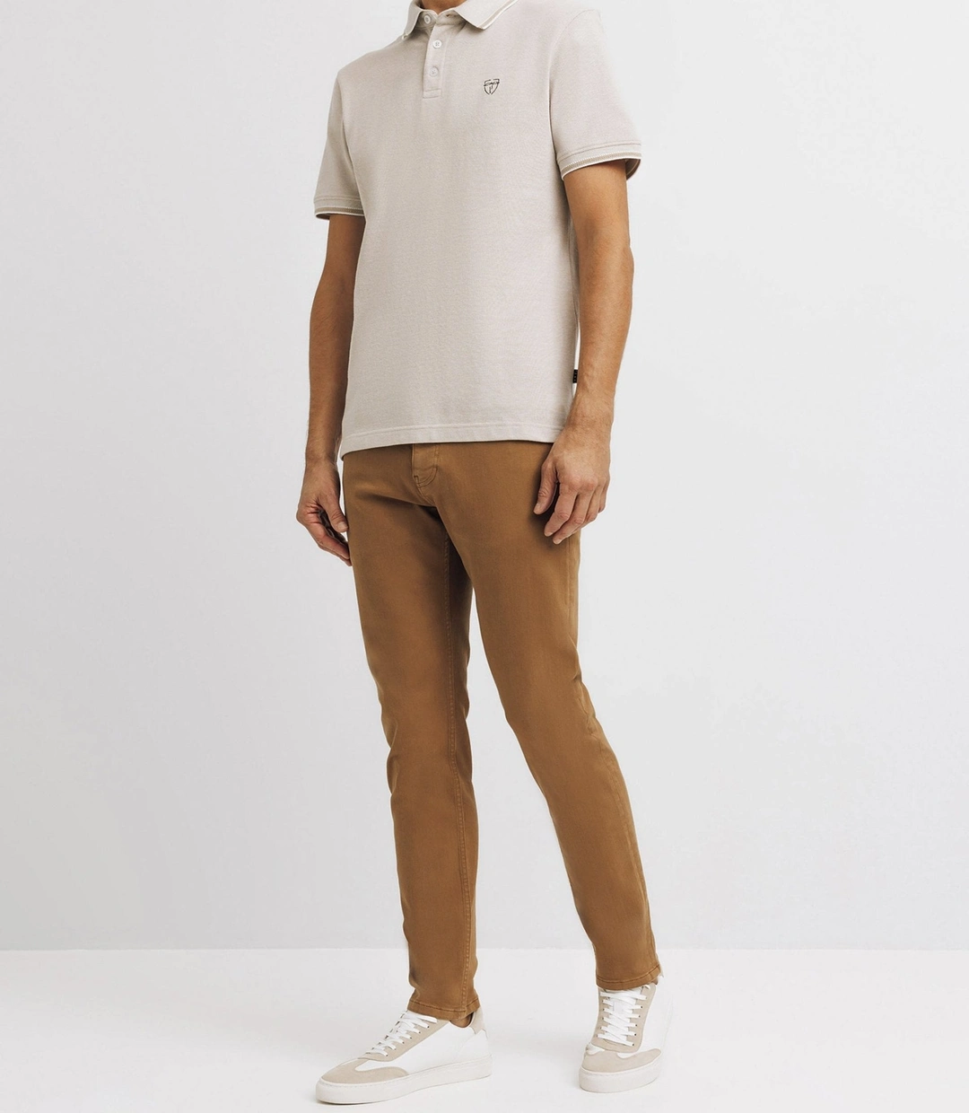 IZAC - Polo piqué avec broderie beige