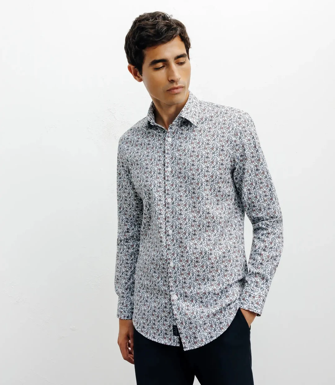 IZAC - Chemise casual imprimé fleurs bleu