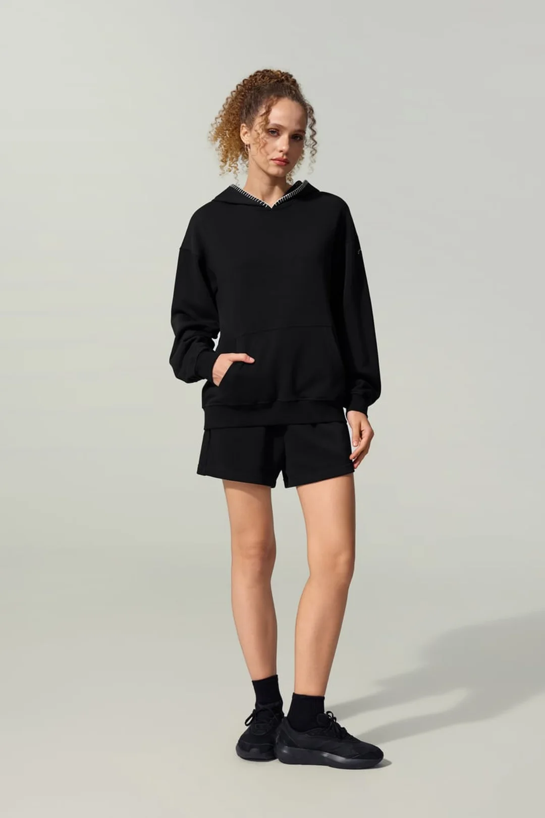LILYSILK Sweat Seamflow Douceur Gris Chiné XS - SILKERRY Doux Respirant Oversize Capuche Femme