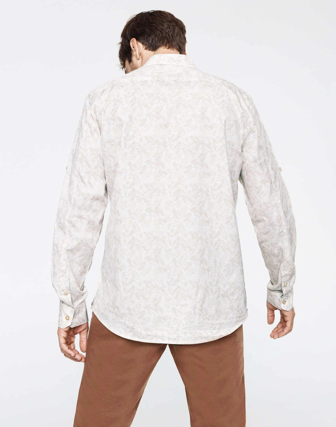 IZAC - Chemise casual beige motif feuilles