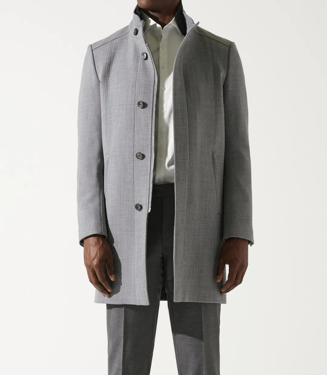 IZAC - Manteau ville droit en laine gris clair INEON