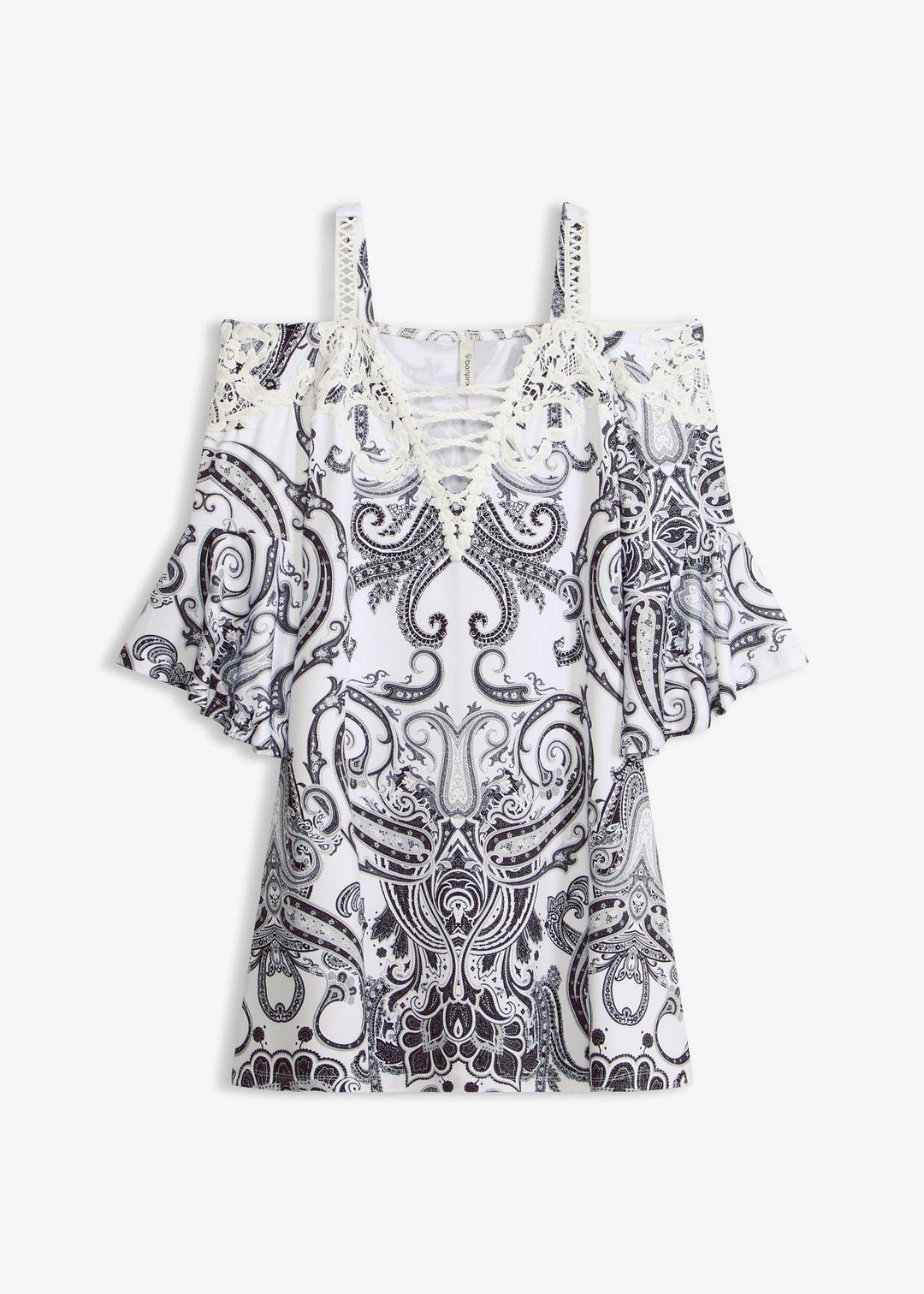 Robe évasée à encolure Bardot
