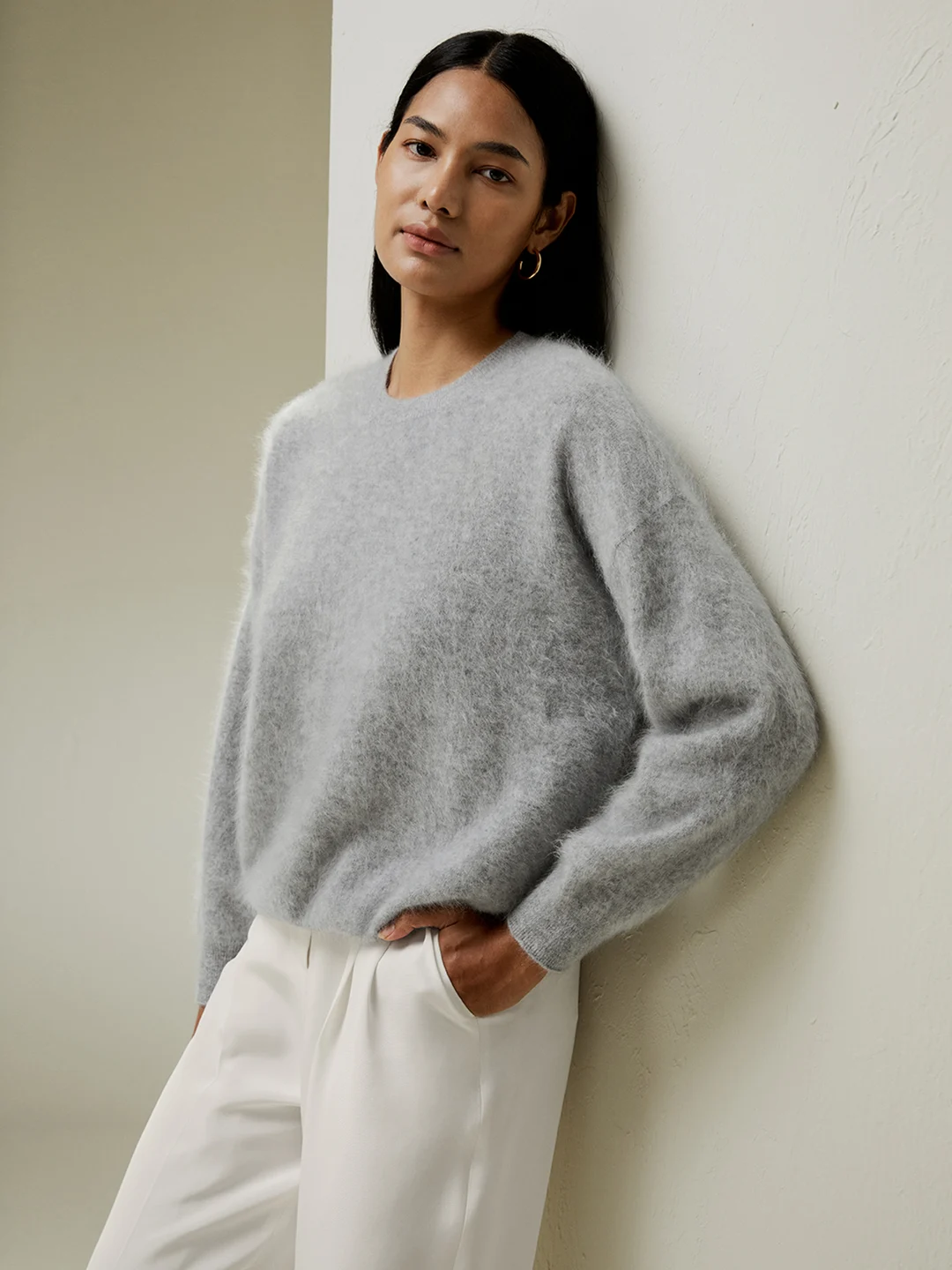 LILYSILK Pull Cachemire Femme Gris Design Ample À Épaules Tombantes 100 % Cachemire Cozy Et Confortable, Léger Et Doux M