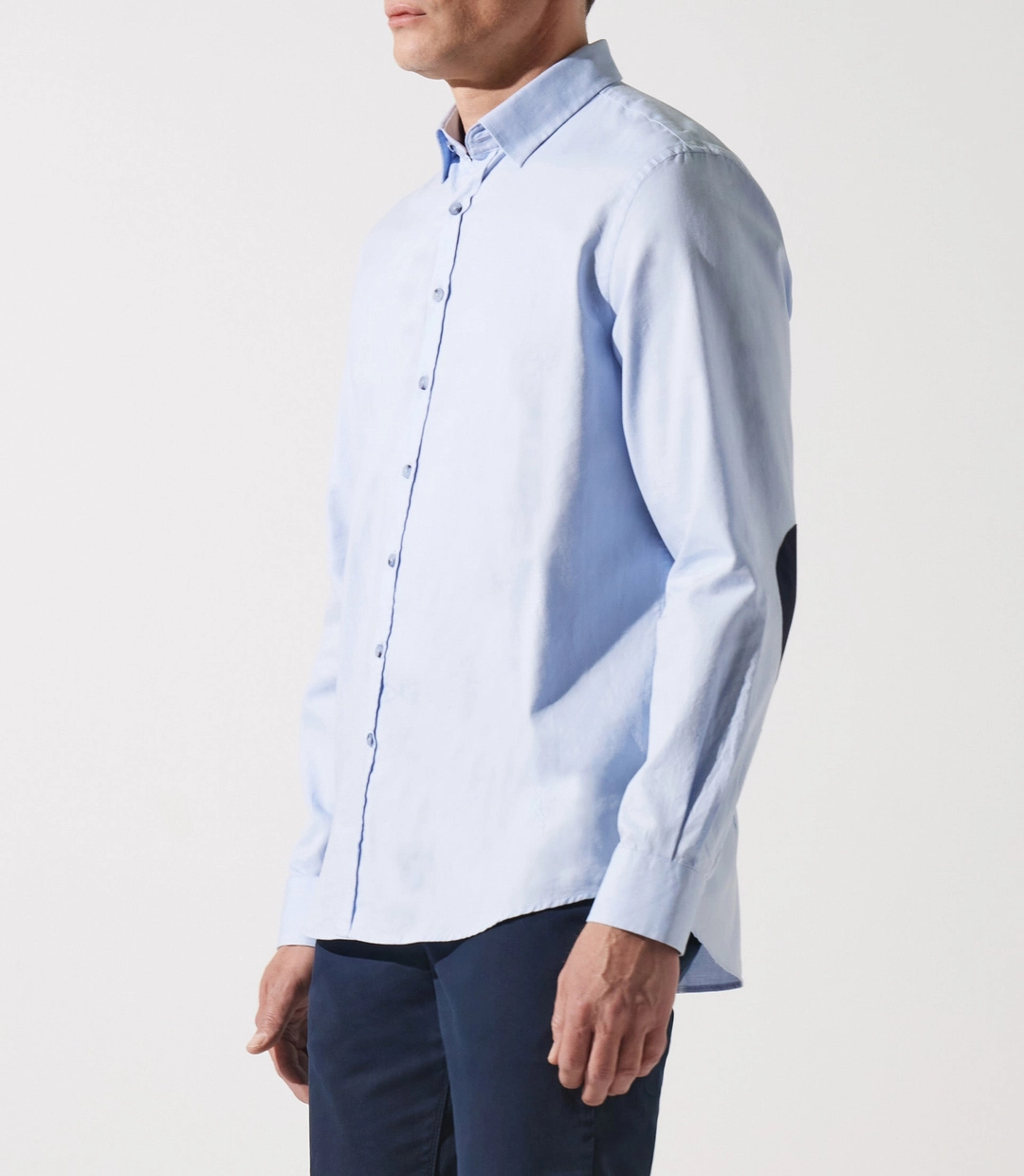 IZAC - Chemise droite à coudières bleu ciel JANIS