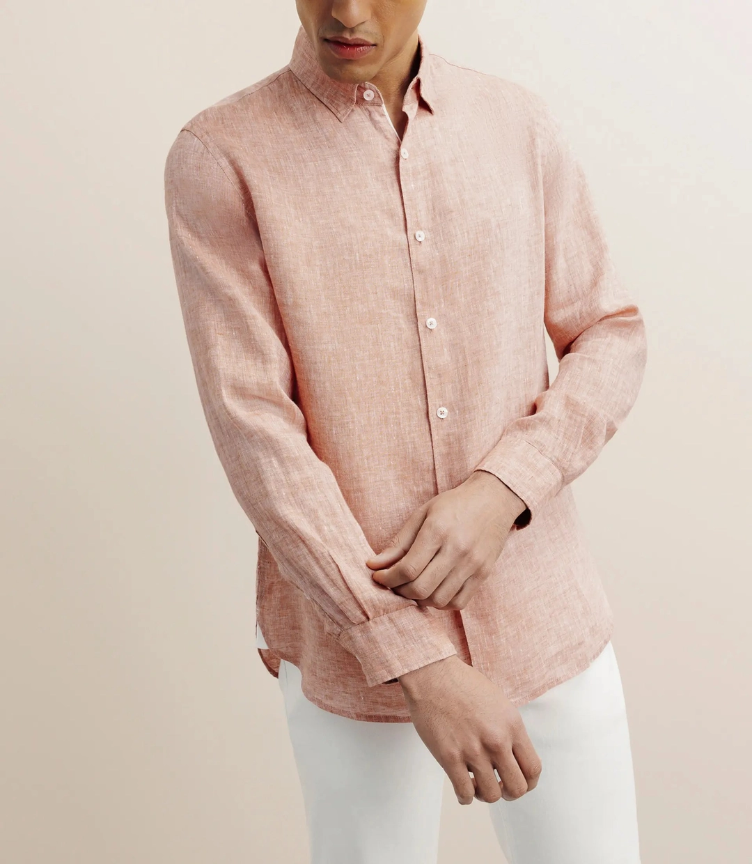 IZAC - Chemise regular 100% lin orange
