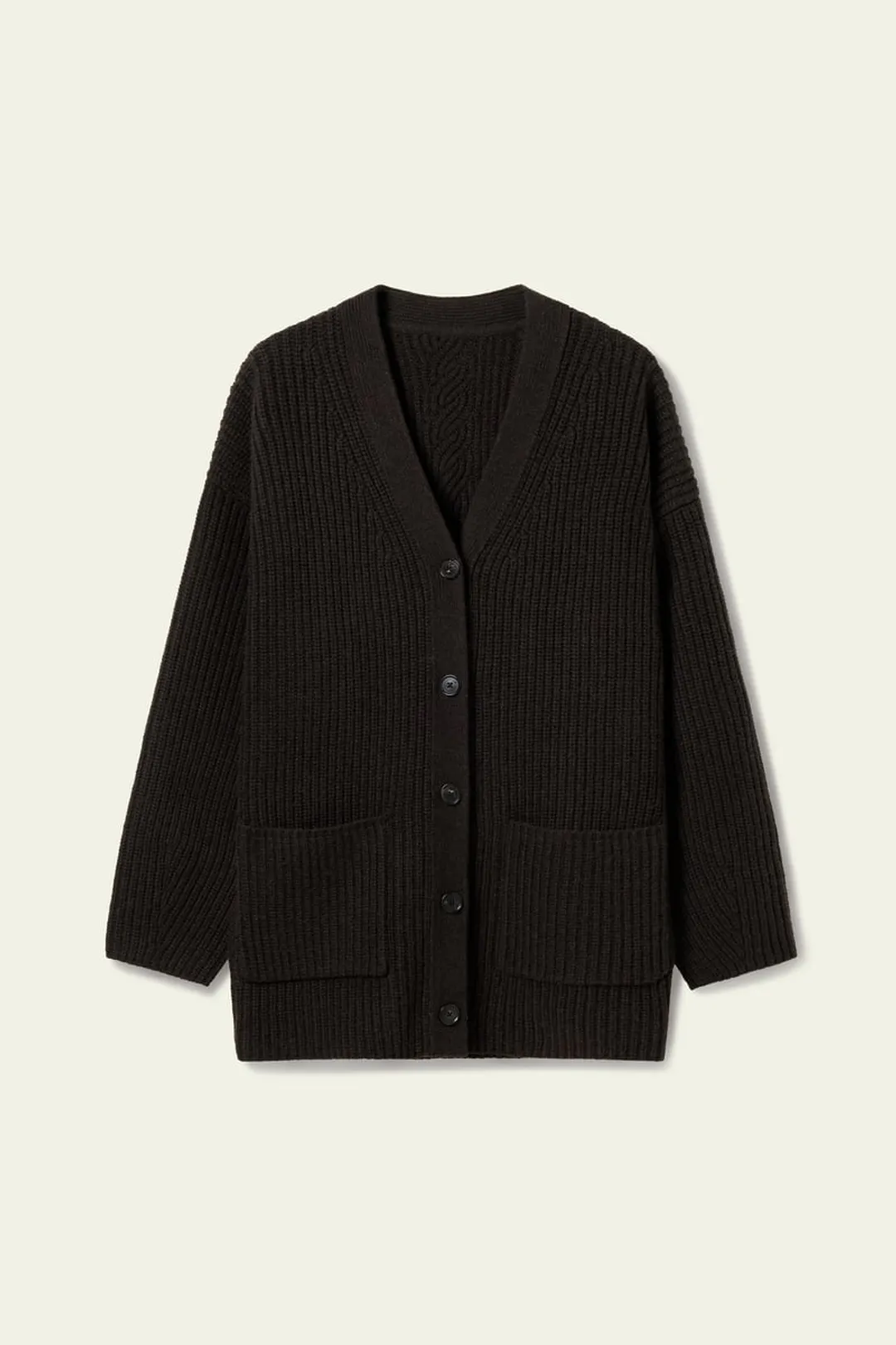 LILYSILK Cardigan Oversize Femme en Tricot Côtelé Chic à Torsades Espresso XS