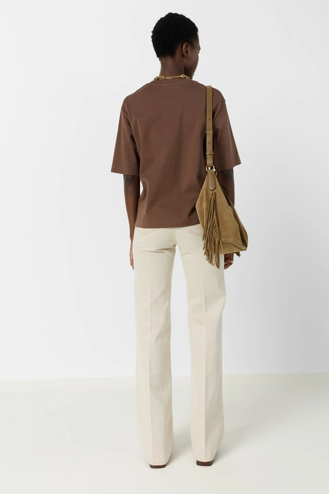 T-shirt uni en coton - MAYAE - Marron - 4