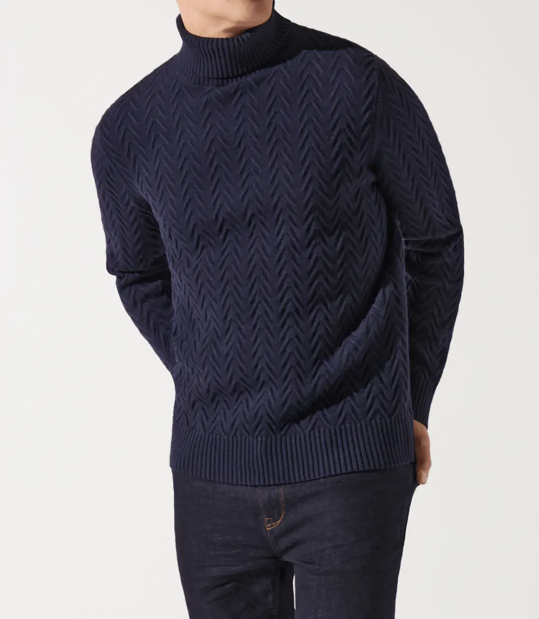 IZAC - Pull col roulé torsade marine