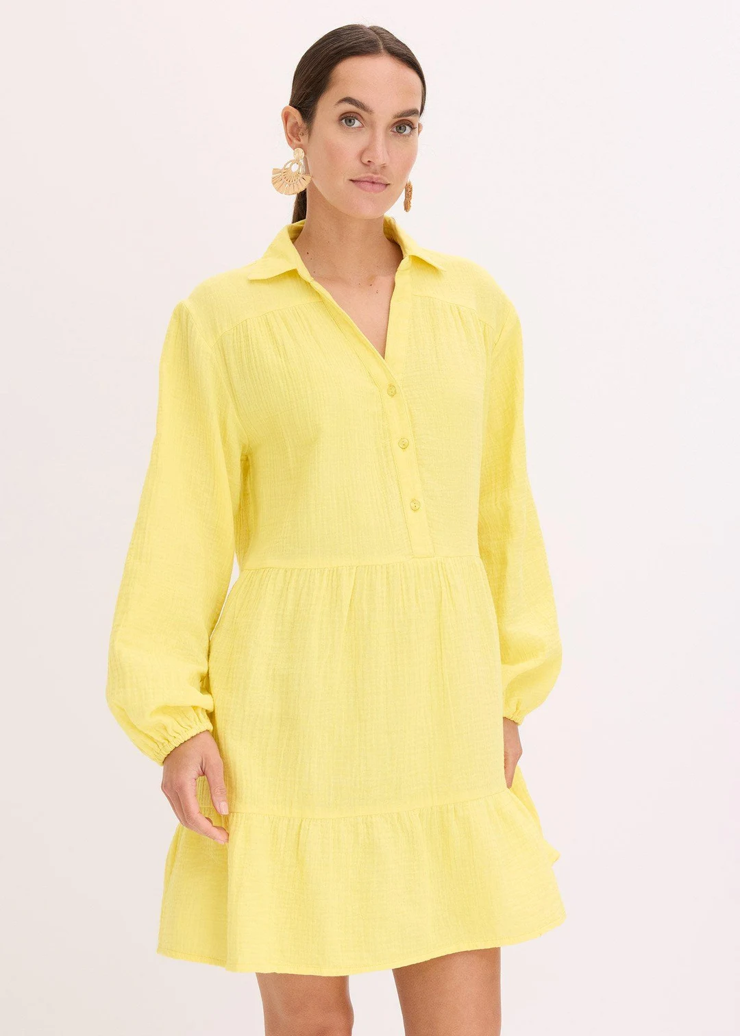 Robe courte étagée en gaze de coton - 2
