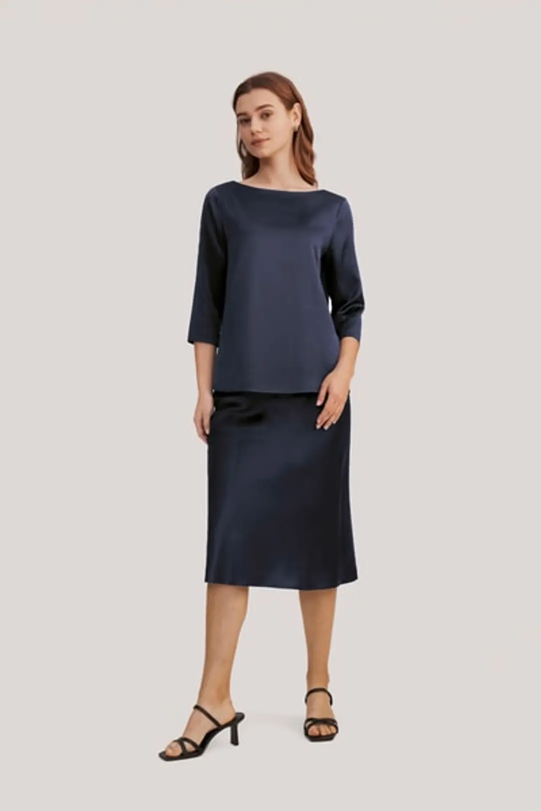 LILYSILK Femme Chemisier en Soie Charmeuse Douce Coupe Régulière Col Bateau Blanc XL