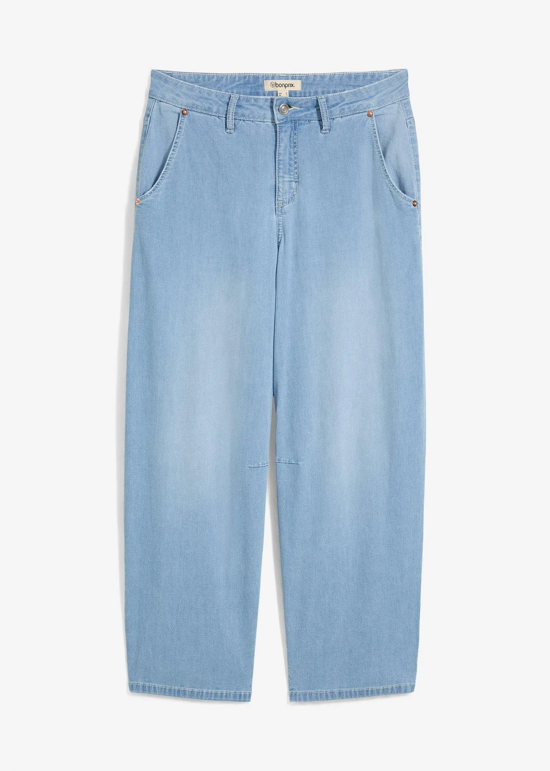 Jean ballon taille mi-haute, cropped