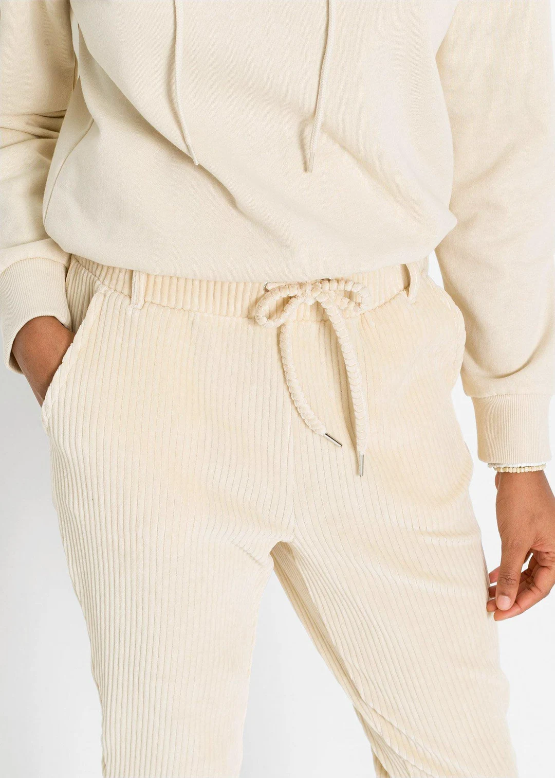 Pantalon en velours côtelé à taille élastiquée - 3