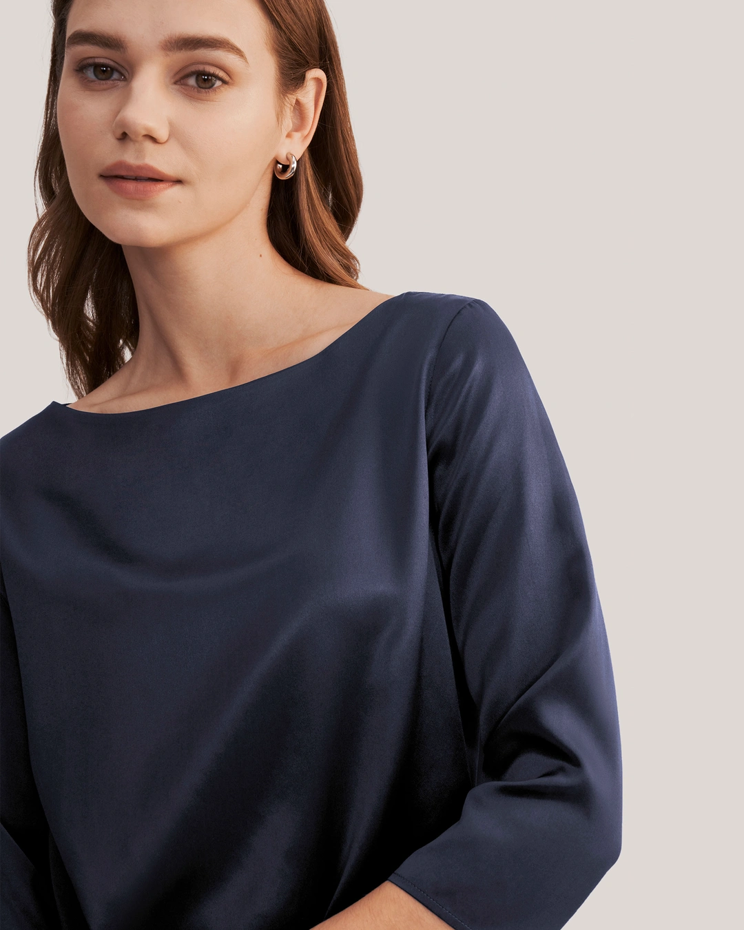 LILYSILK Blouse En Soie À Col Bateau Et Manches 3/4