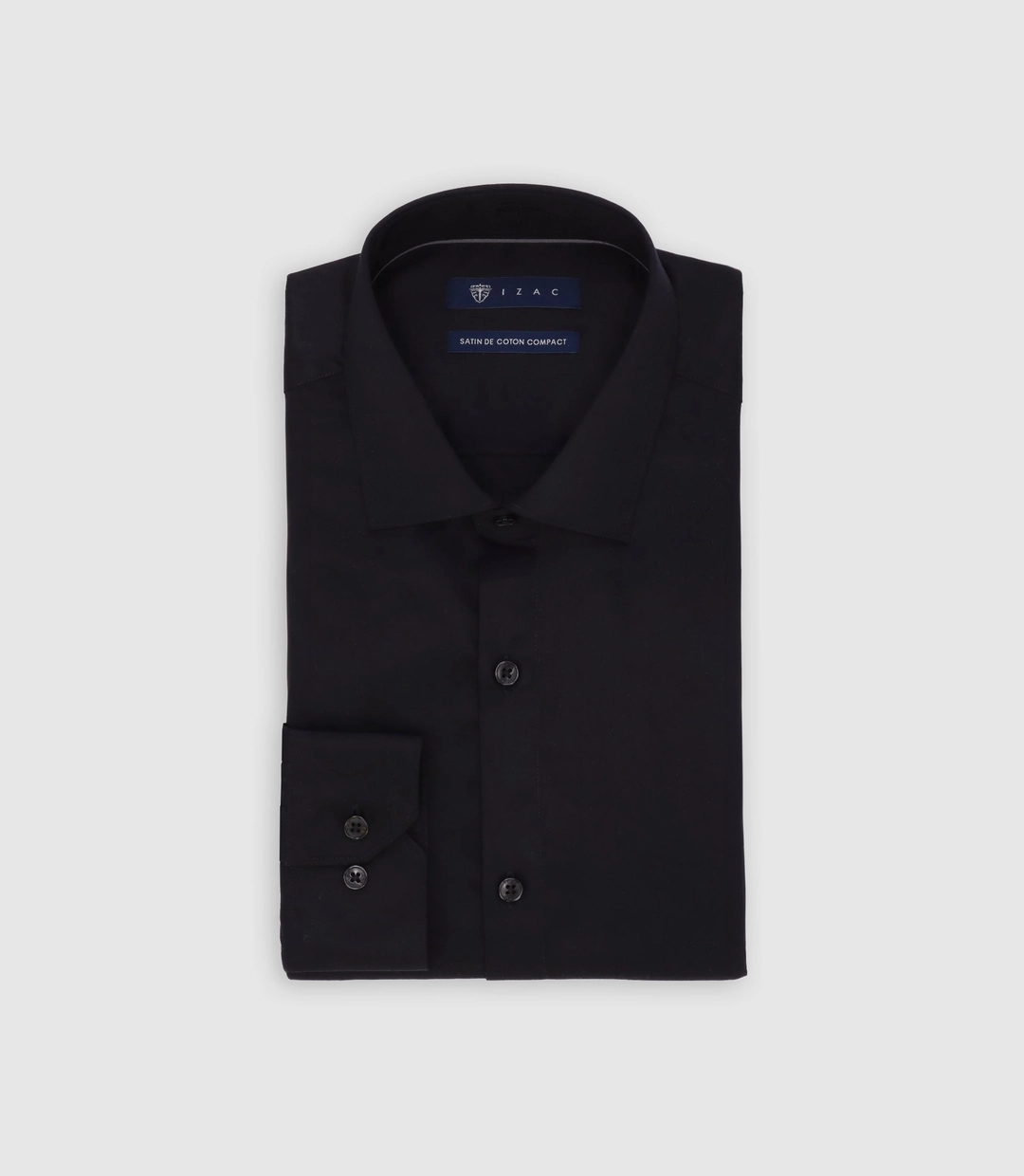 IZAC - Chemise en satin de coton noire