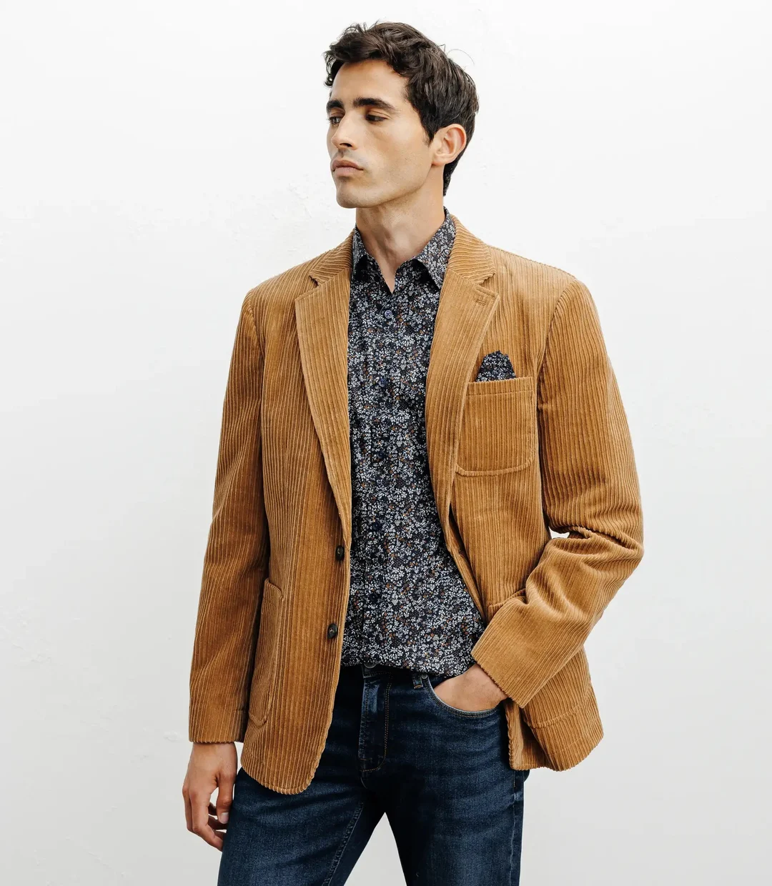 IZAC - Veste en velours côtelé camel