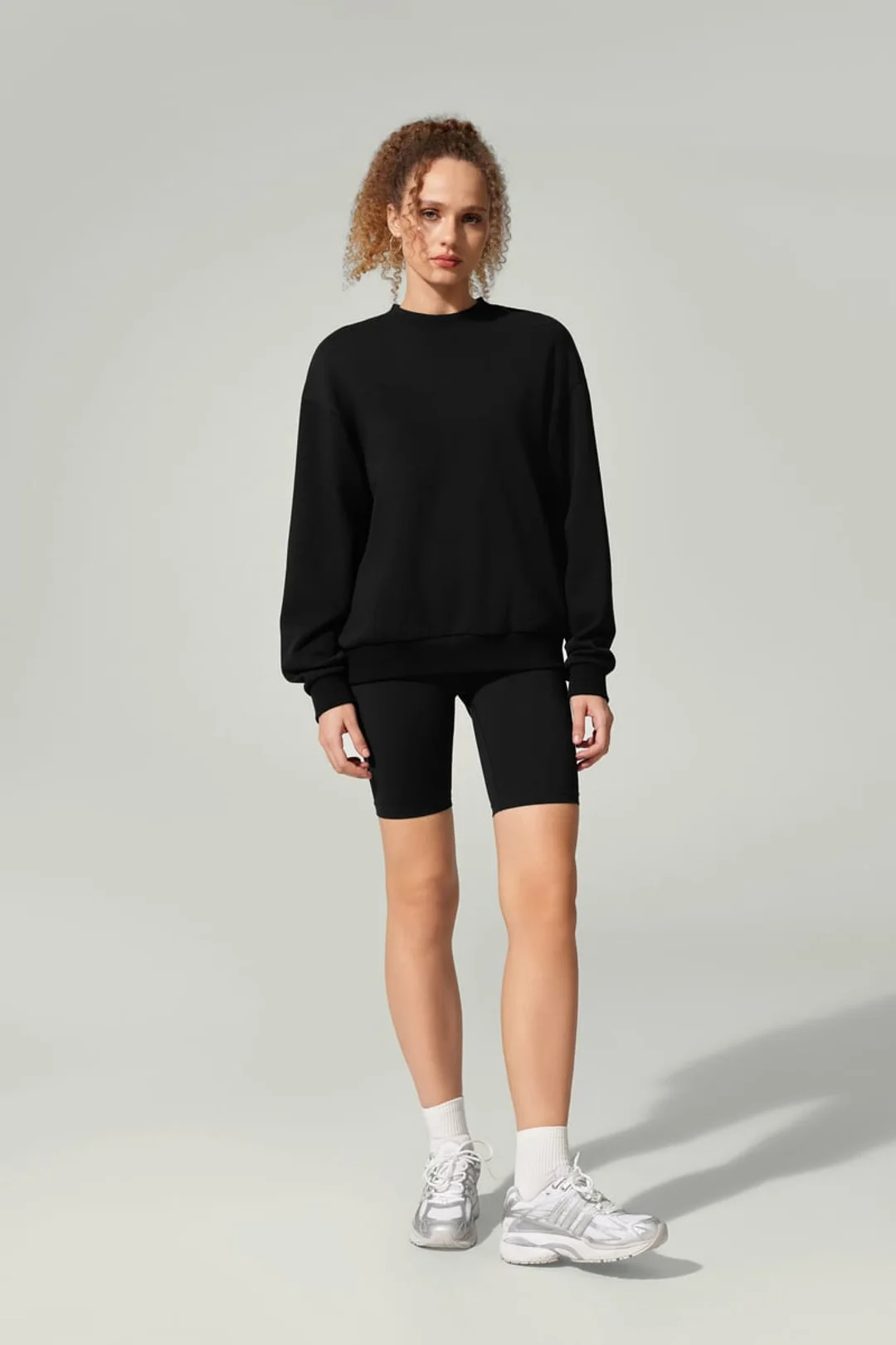 LILYSILK Sweatshirt Ras du Cou Porchlight Balance Noir XL - SILKERRY Doux et Confortable, Épaules Tombantes, Coupe Décontractée