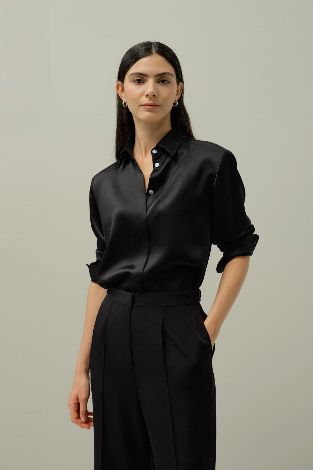 LILYSILK Chemisier Femme Chic En Soie Lilysilk X Lydia Tomlinson Soie Lavable En Machine Modèle De Base Noir L