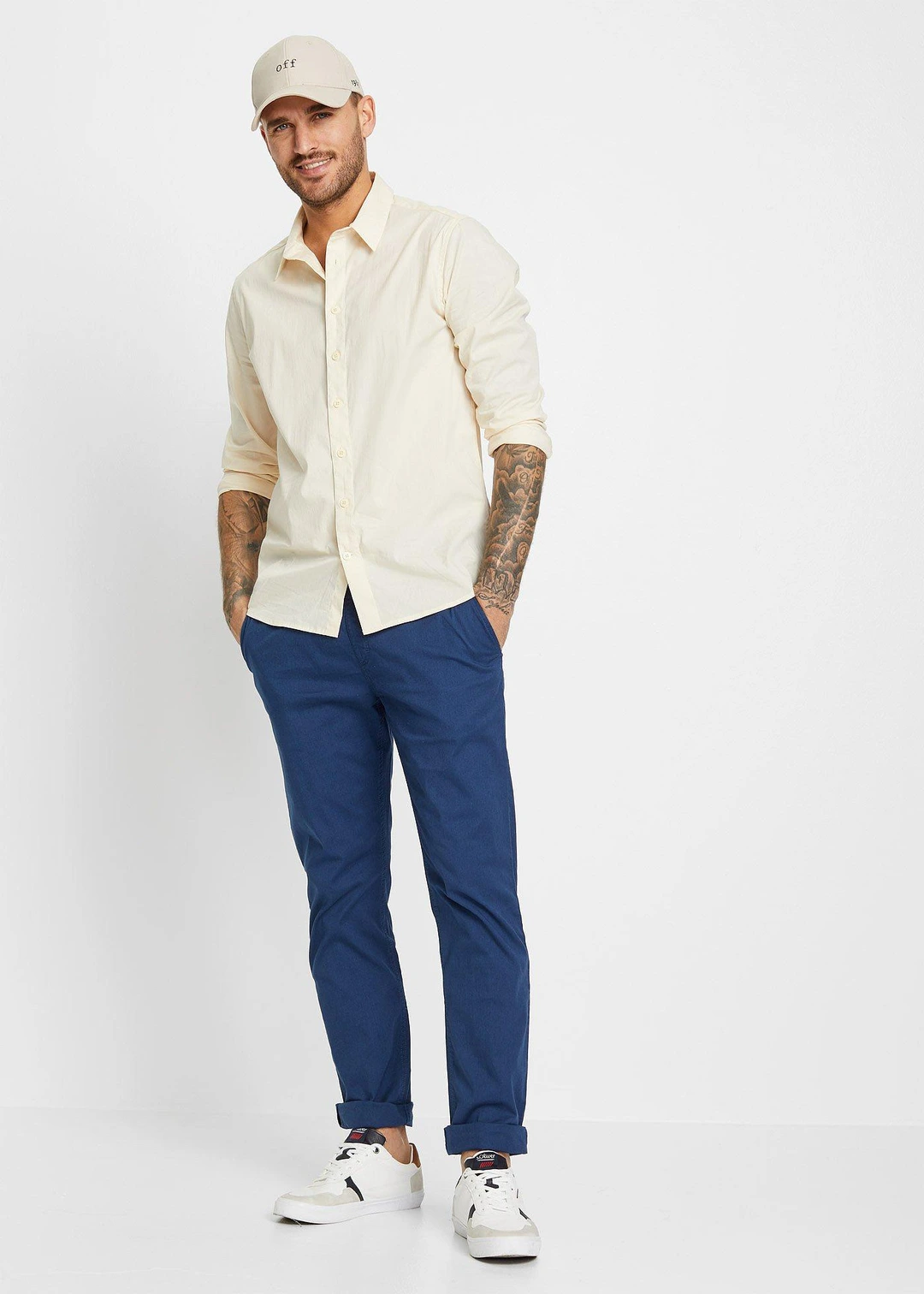 Pantalon droit taille élastiquée, slim - 2