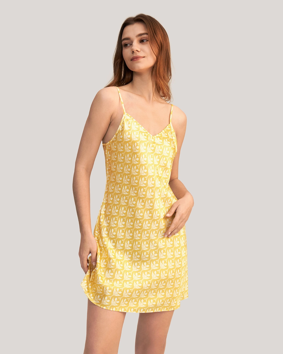 LILYSILK Robe en Soie Chic XS Imprimé monogramme doré