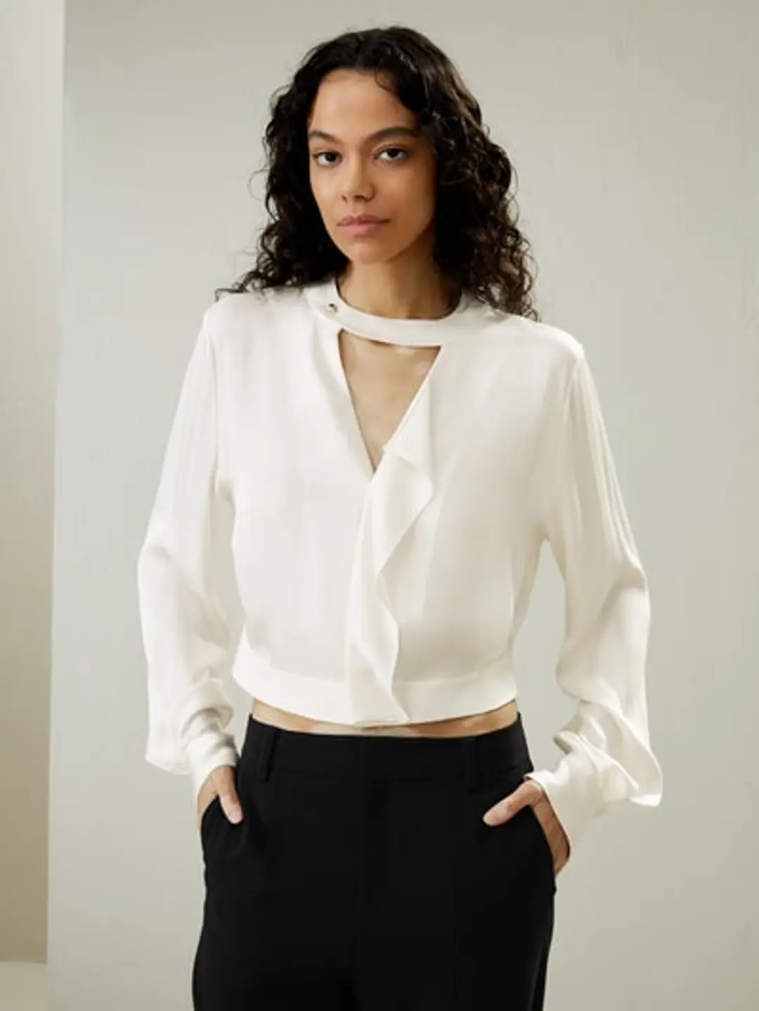 LILYSILK Chemisier Femme Soie Noir Collier Inspiré D'Un Tour De Cou 100 % Soie Double Joe Confortable Brillant Lisse Doux L