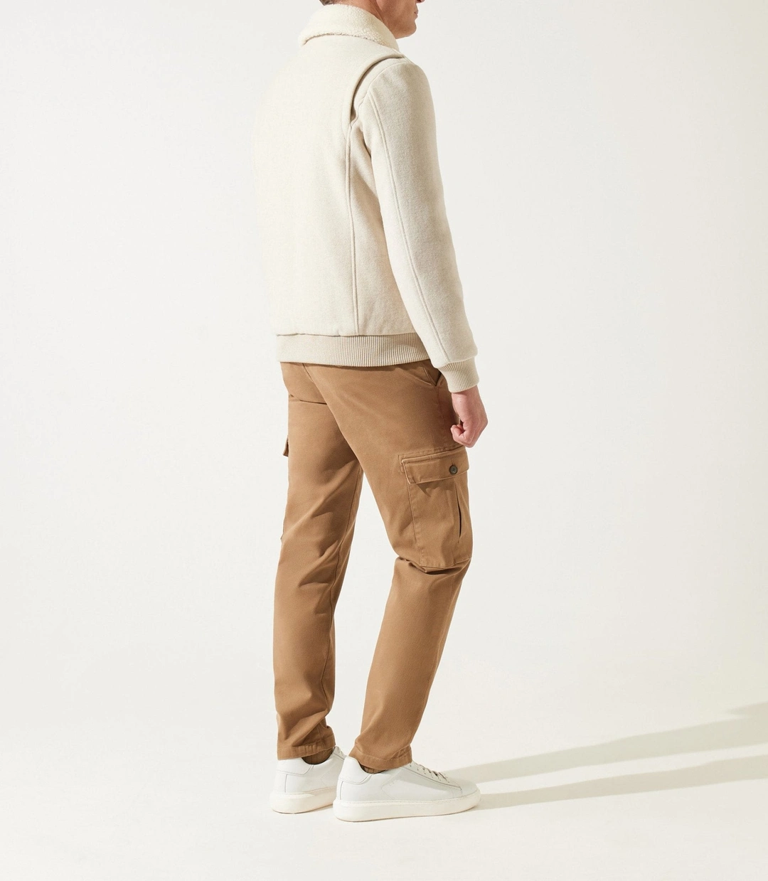 IZAC - Blouson en laine col sherpa mastic MATHIAS
