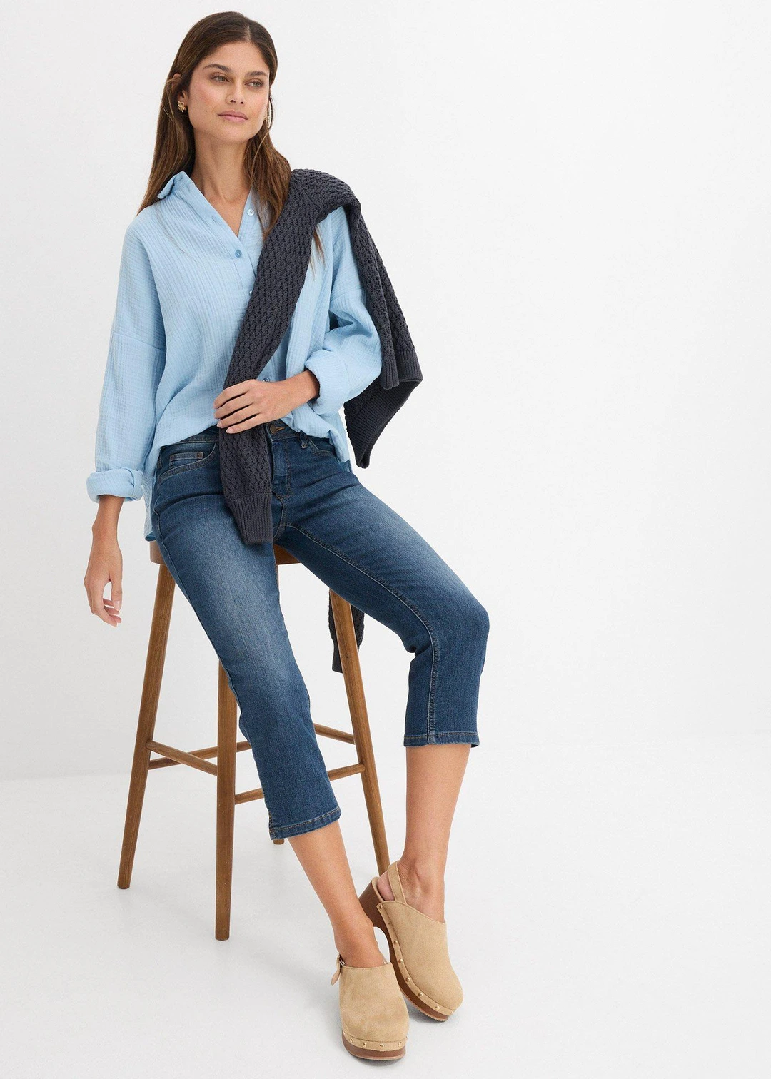 Jean slim taille mi-haute, raccourci