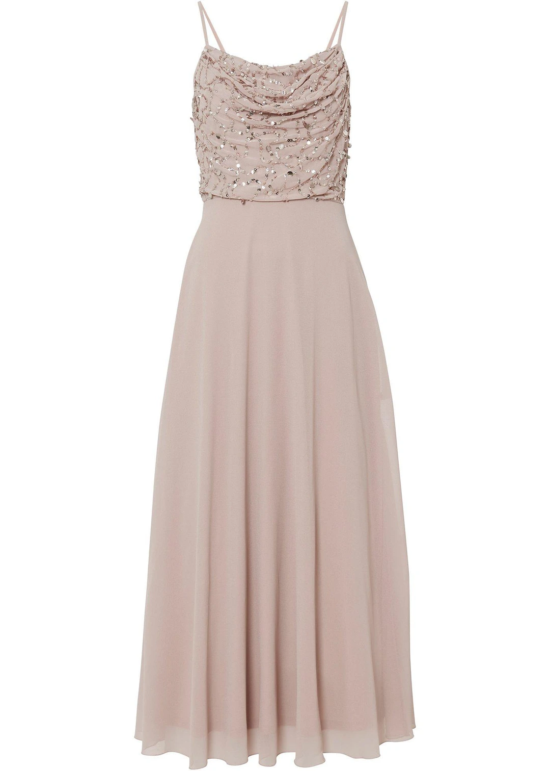 Robe à fines bretelles et haut à sequins brodés