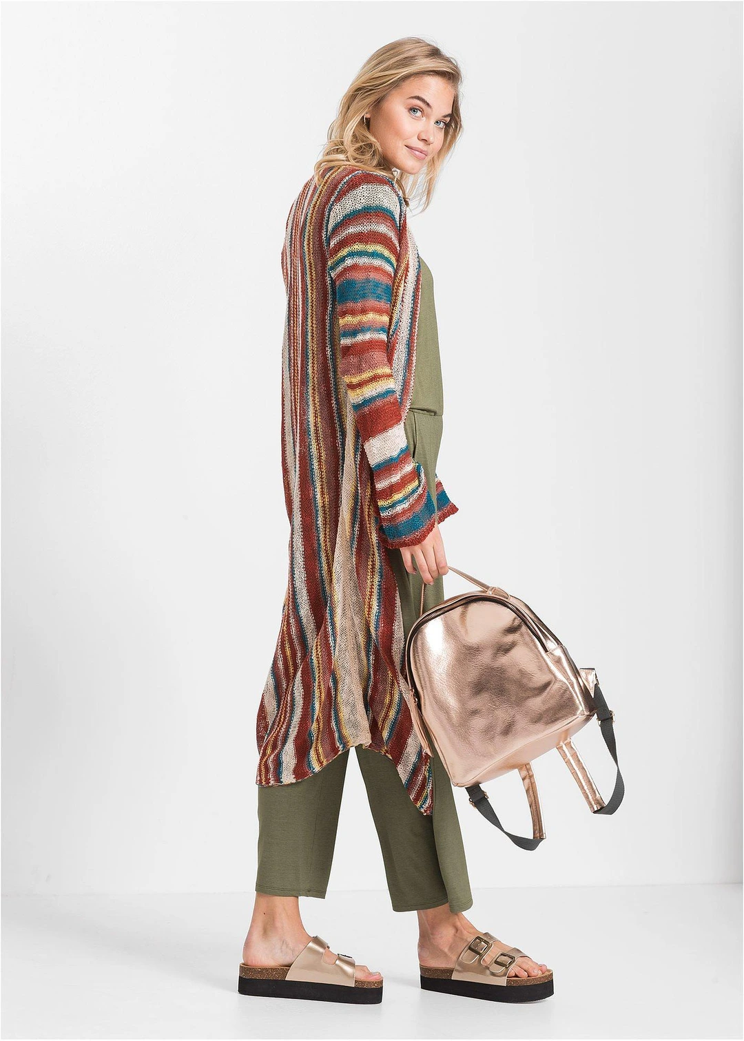 Manteau en maille à rayures
