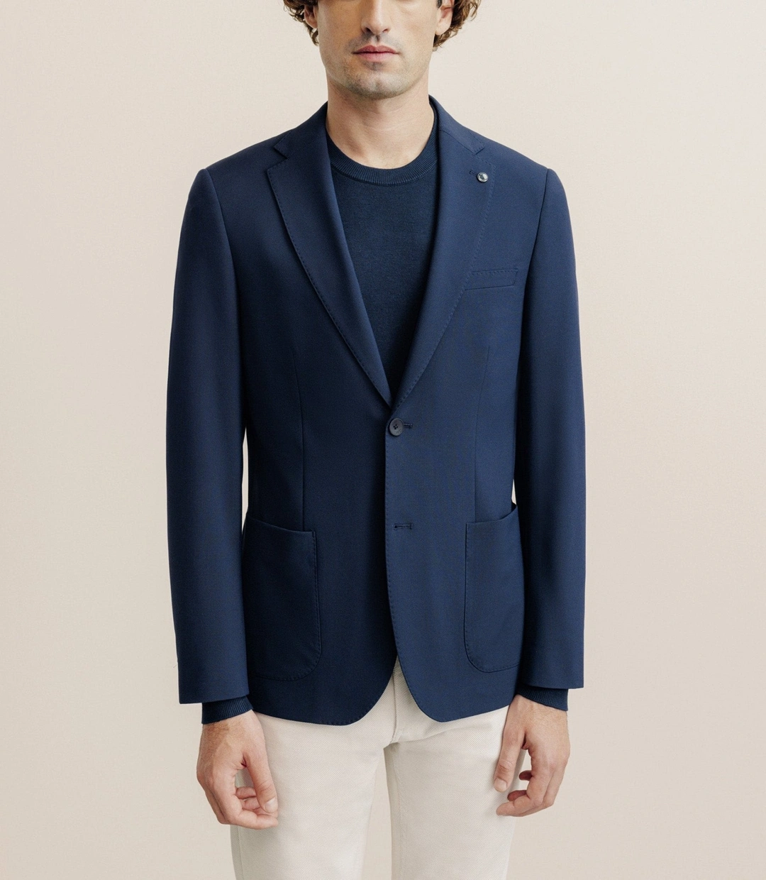 IZAC - Veste en tissu armuré marine