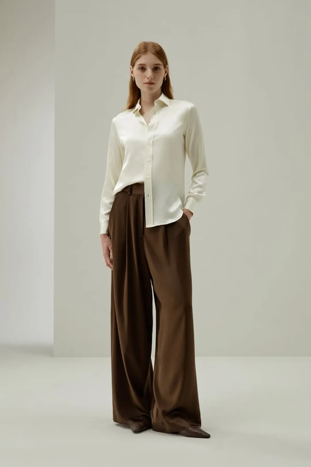 LILYSILK Chemisier Femme Chic En Soie Blanc Manches Longues, Style Plus Soigné 100% Soie De Mûrier Léger Et Respirant 42