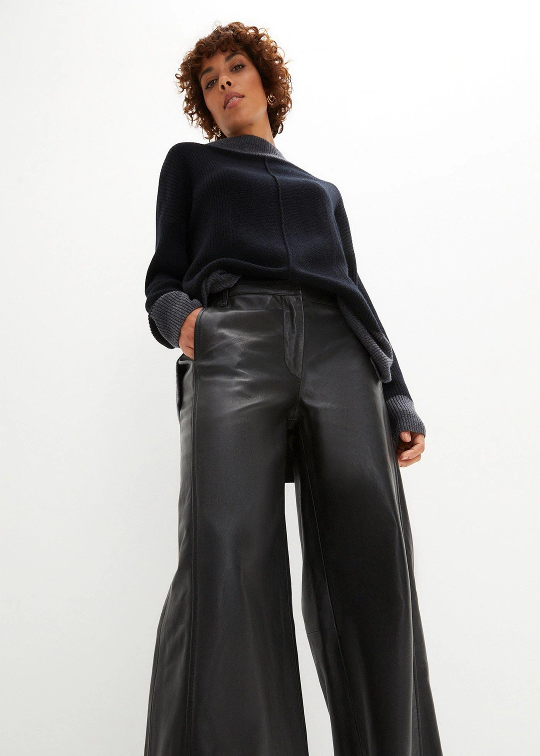 Pantalon large en cuir d’agneau nappa - 3