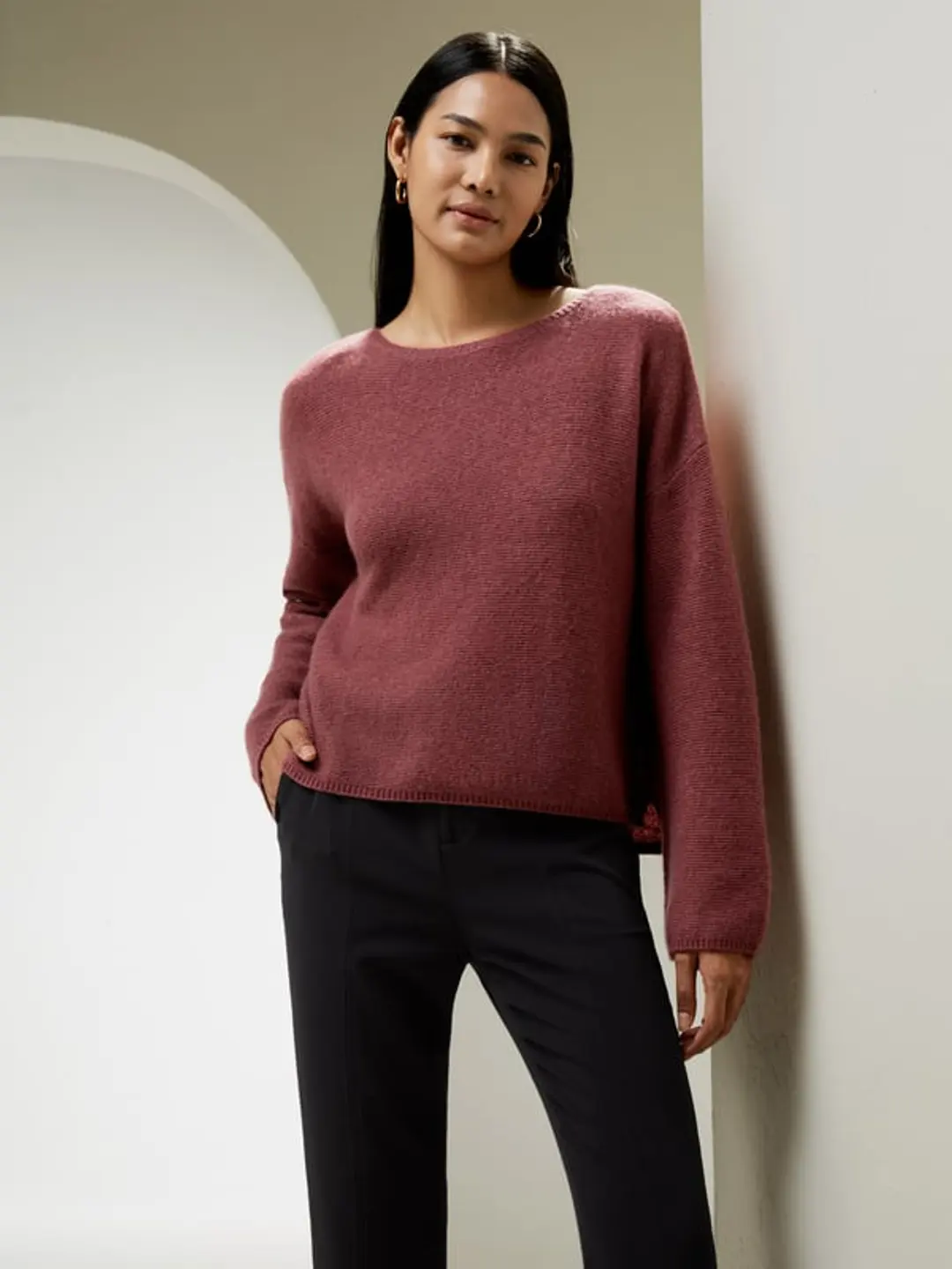LILYSILK Pull Cachemire Et Soie Femme Rouge Stitch Jersey Inversé Soie Et Cachemire Cozy Et Confortable, Léger Et Doux S