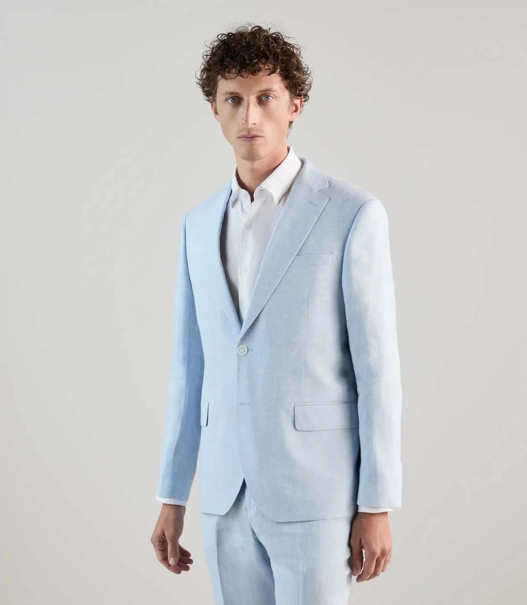 IZAC - Veste ville 100% lin bleu ciel