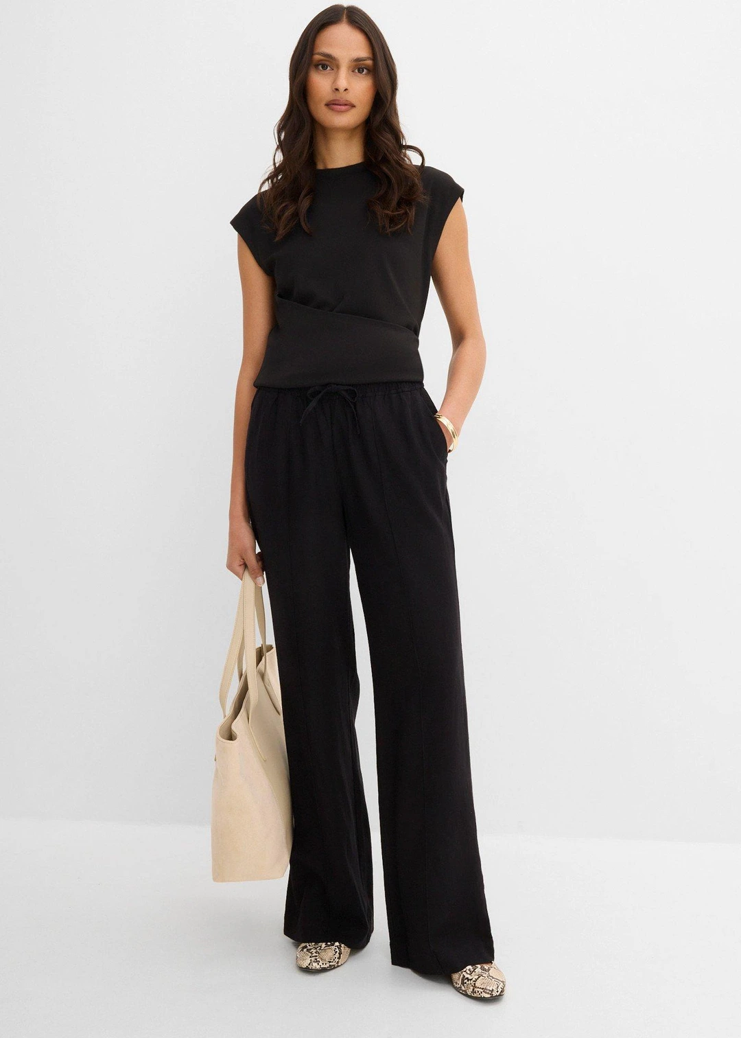 Pantalon palazzo léger en lin et viscose - 3