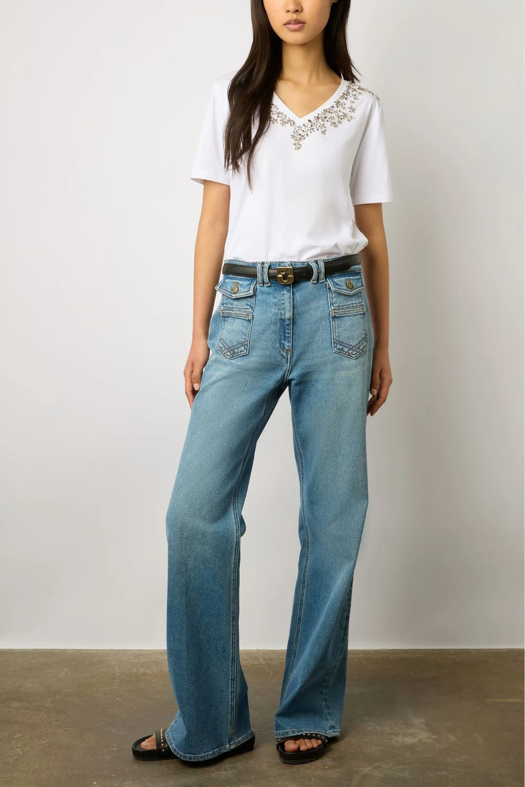 T-shirt en coton à strass - MALIE - Noir