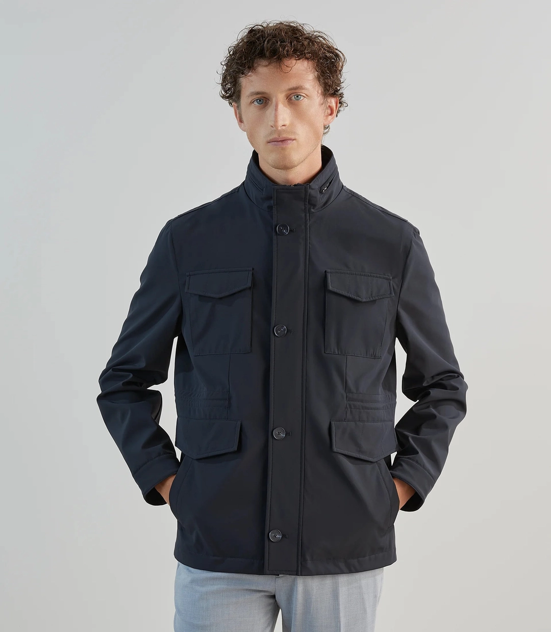 IZAC - Parka courte col montant marine
