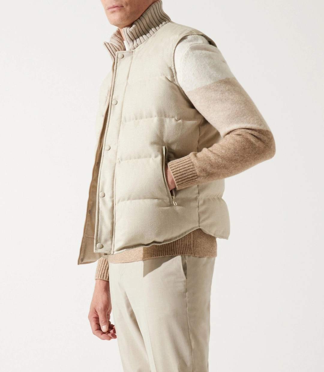 IZAC - Doudoune sans manche col montant beige MIAMI