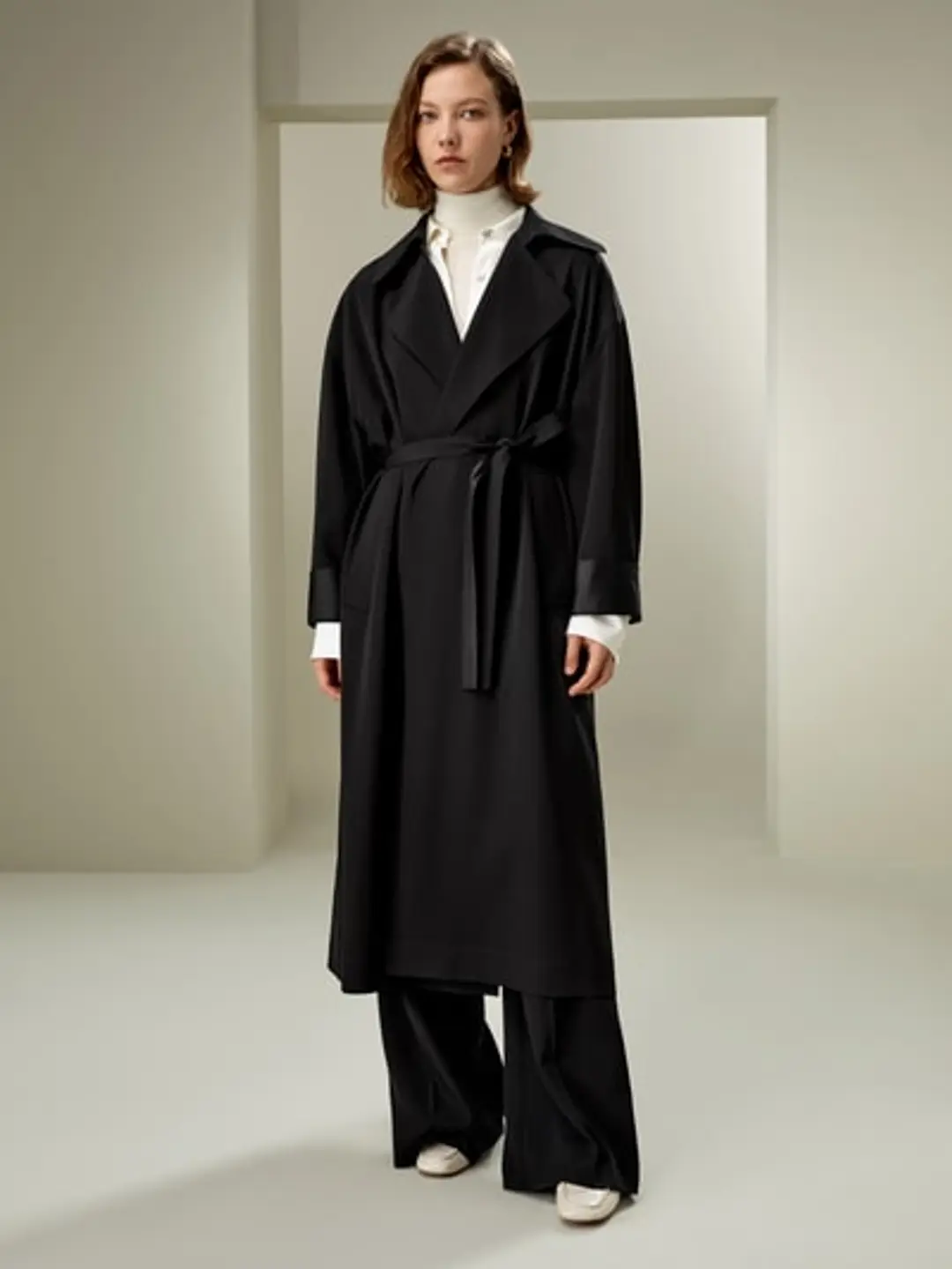 LILYSILK Manteau Long Oversize Le Manteau Indispensable Soie De Mûrier De Haute Qualité Un Style Minimaliste Simple Et Classique Noir S
