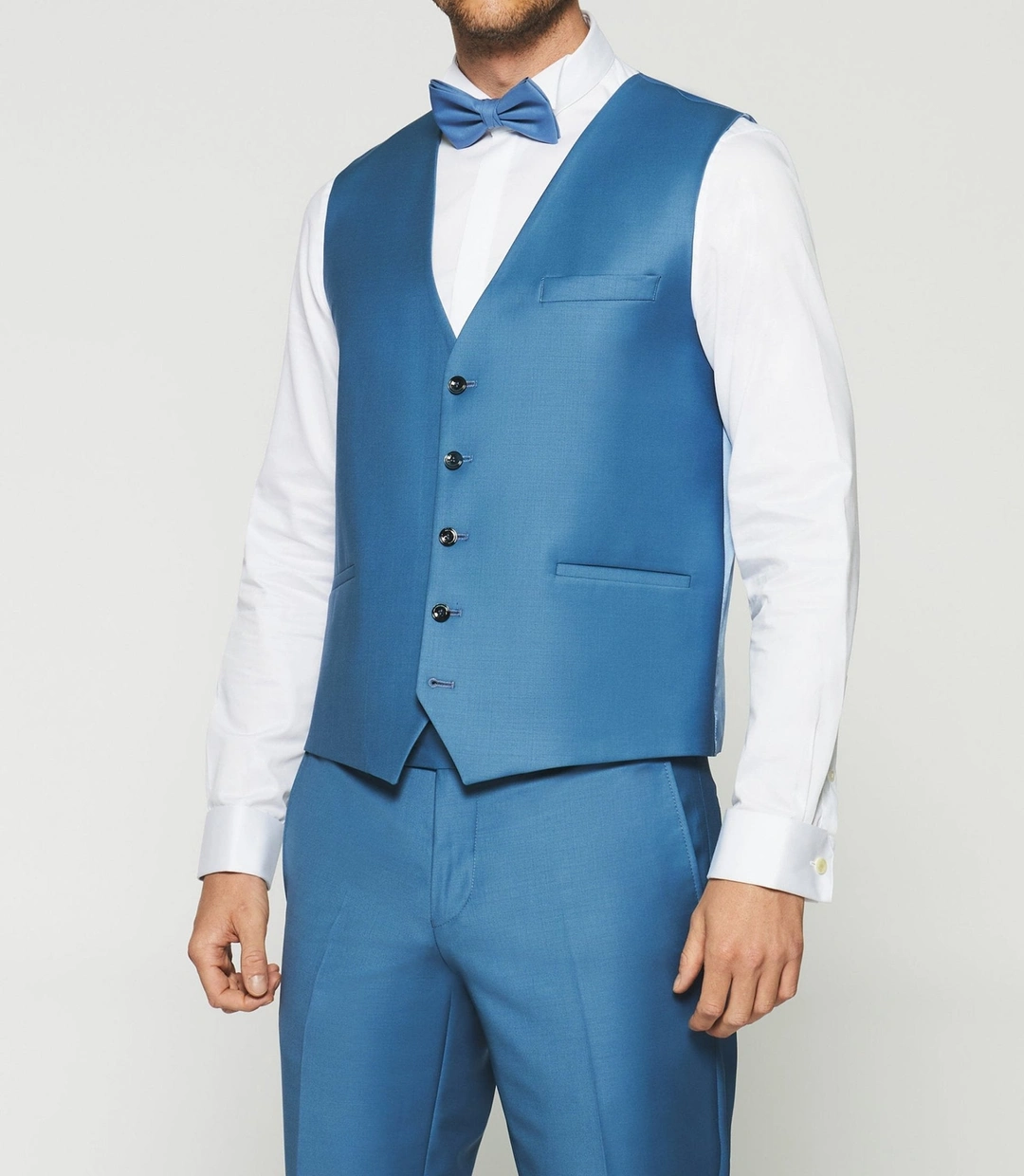 IZAC - Gilet de costume en laine bleu clair JFAVORI