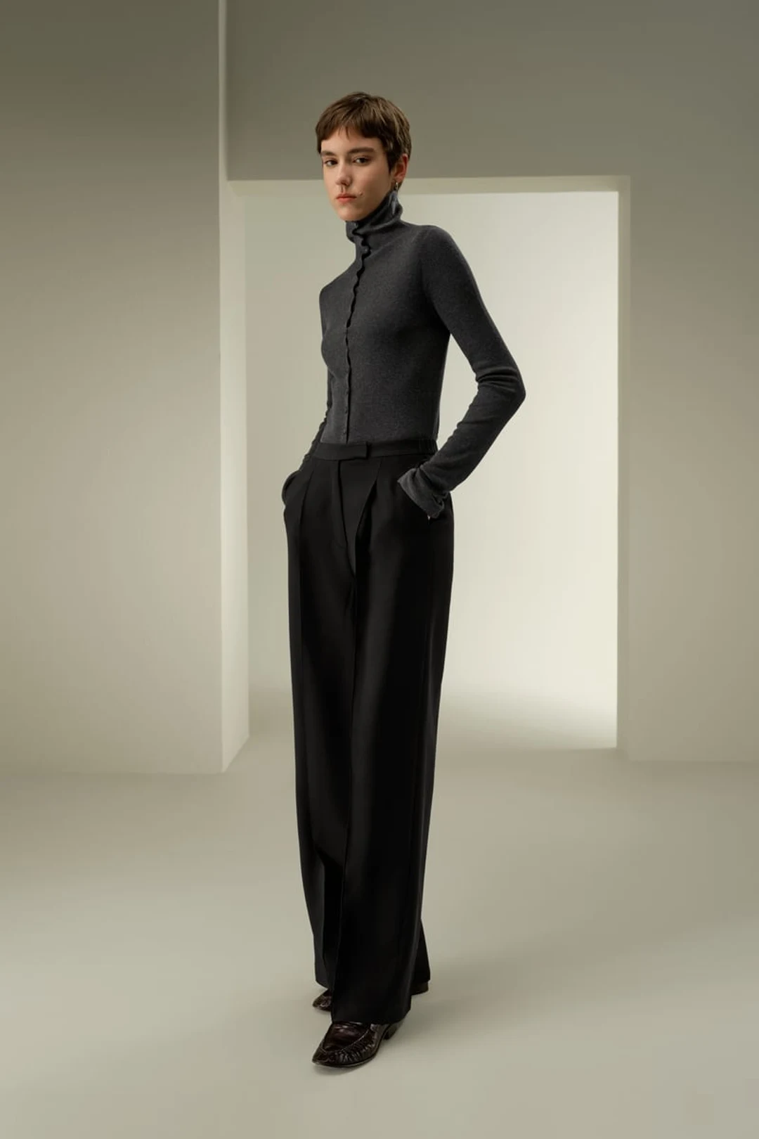 LILYSILK Pantalon Large Soie & Laine Femme Noir 36 - Fluide, Élégant et Confortable