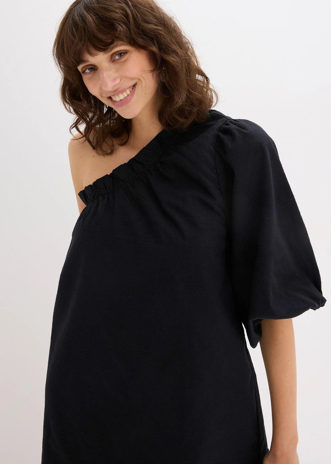 Robe en coton à encolure asymétrique - 3
