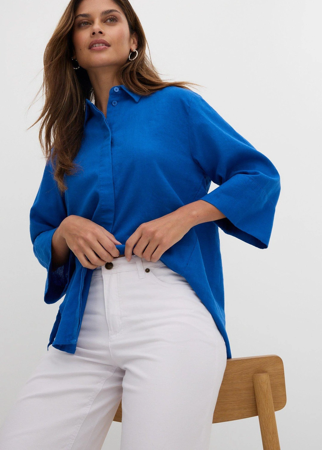 Jean large, taille mi-haute, extensible