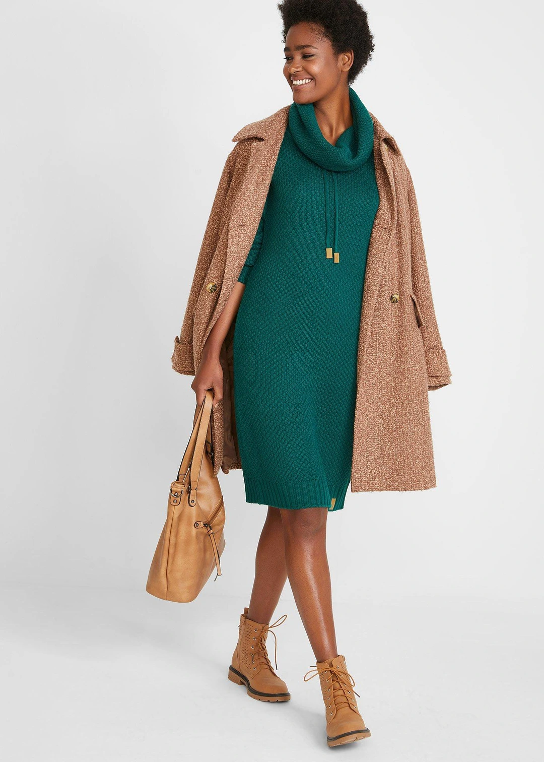 Robe en maille à col châle - 2