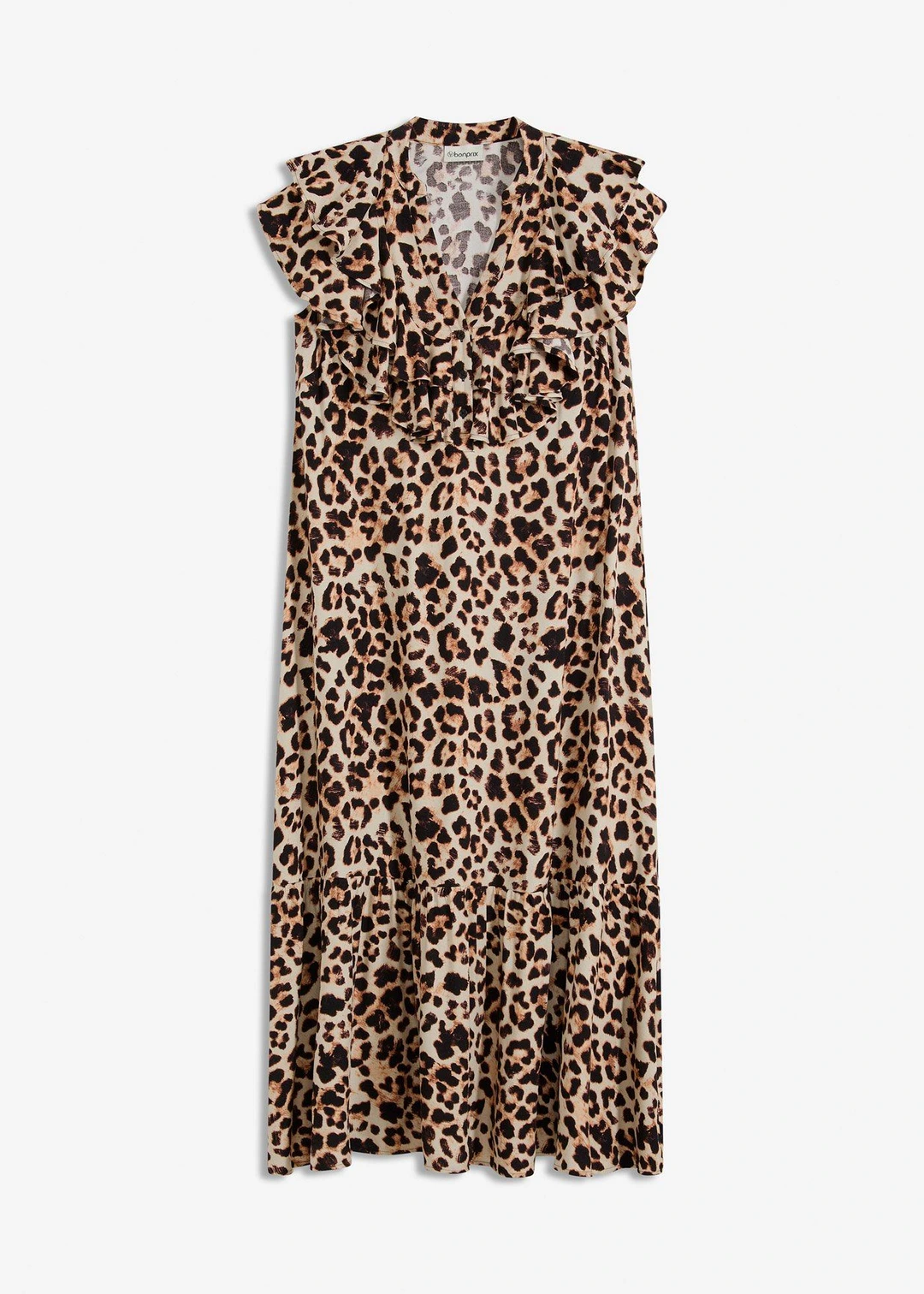 Robe midi avec volants en crêpe texturé