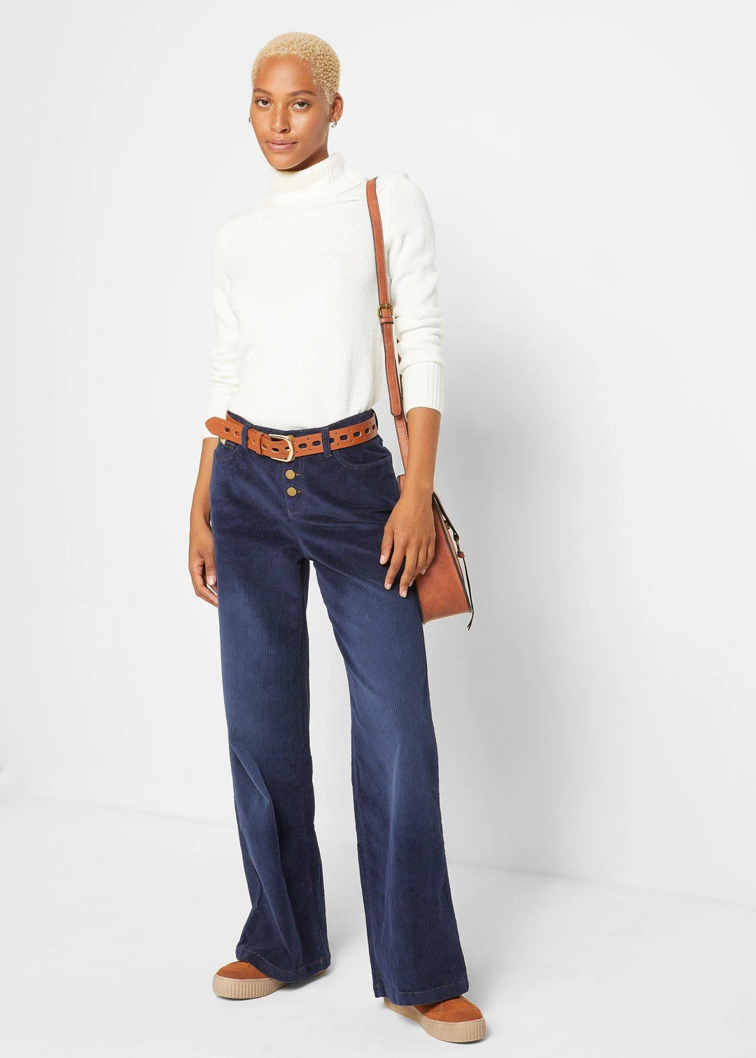 Pantalon large en velours côtelé extensible - 2