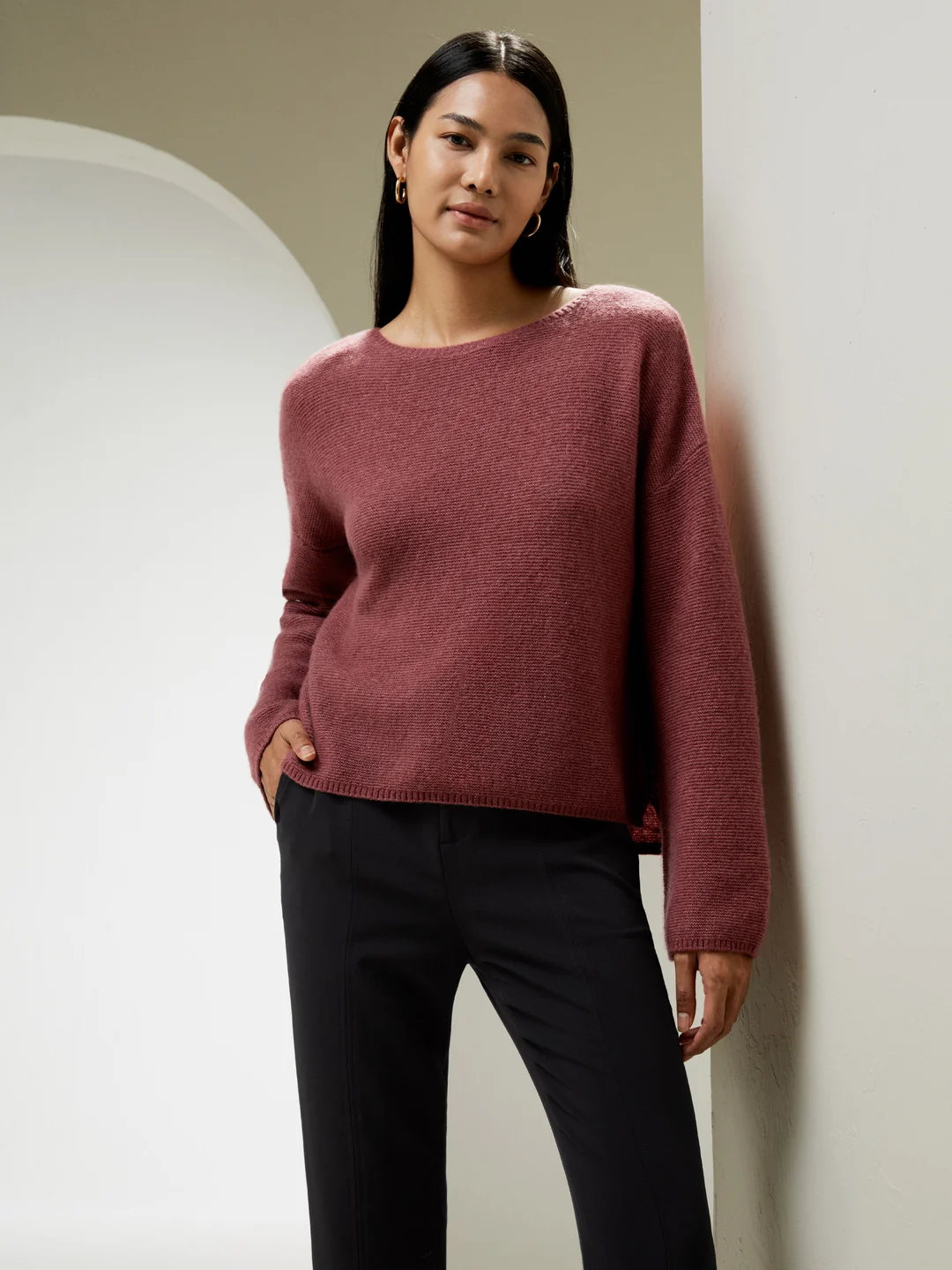 LILYSILK Pull Cachemire Et Soie Femme Rouge Stitch Jersey Inversé Soie Et Cachemire Cozy Et Confortable, Léger Et Doux S