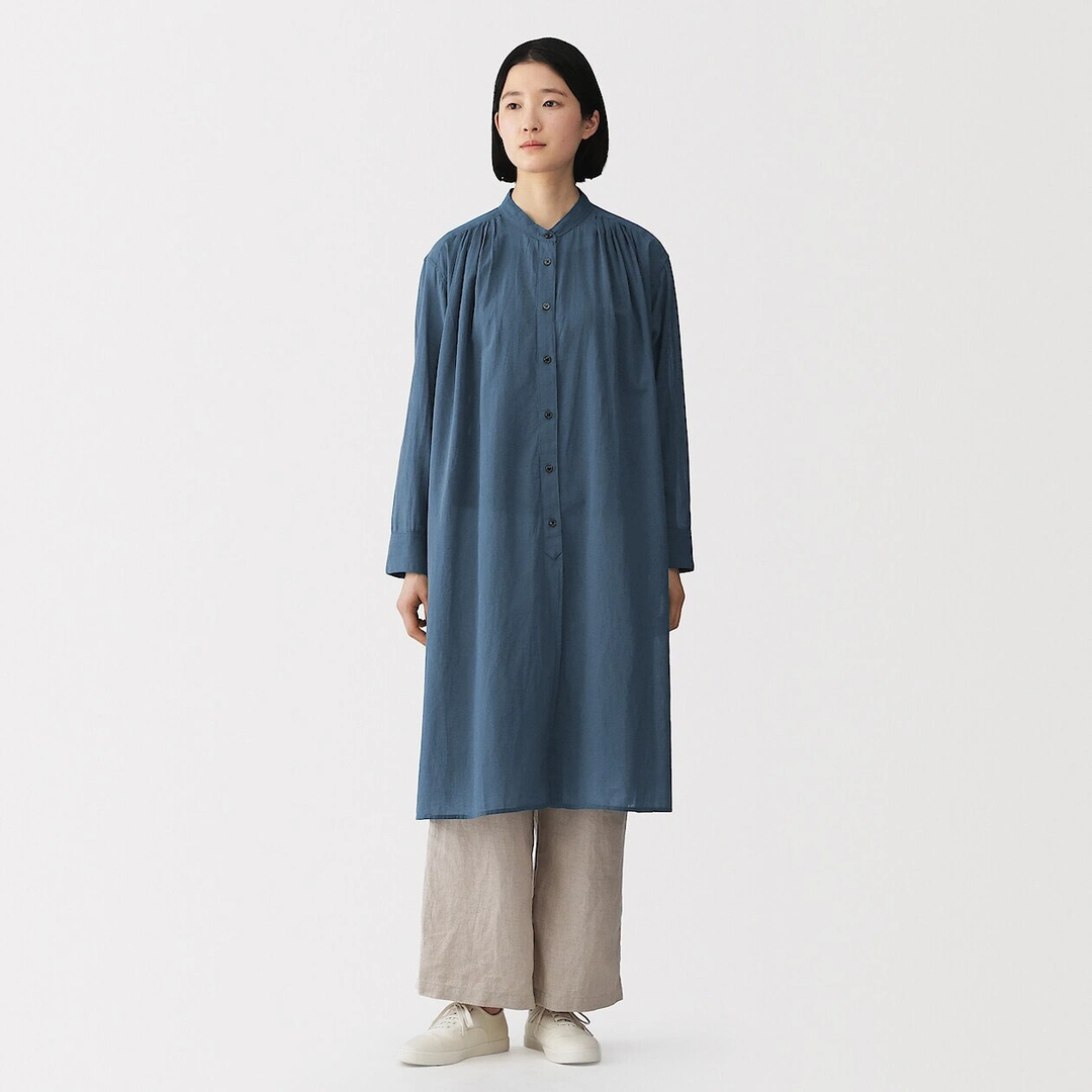Robe-chemise transparent en coton biologique à haute torsion